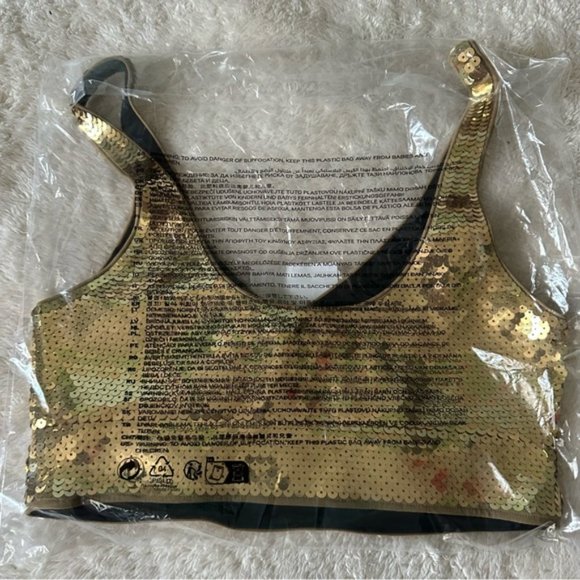 NWT Rabanne x HM Gold Sequined Crop Top sz S - Picture 13 of 15